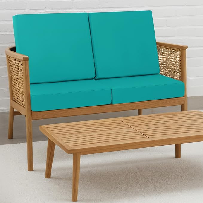 idee-home Outdoor Cushions for Patio Furniture, Outdoor Seat Cushion, Waterproof Couch Hampton Bay Deep Seat Replacement Chair Cushions for Garden Lawn Backyard Deck, 19 x 19 Peacock Blue