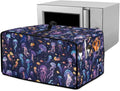 Jellyfish Clownfish Bubble Print Microwave Oven Cover Dust-Proof Fabric Toaster Oven Covers Easy to Clean Foldable Microwave Oven Grill Cover Protector with Top Handle, M
