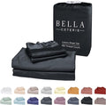 Bella Coterie Luxury Bamboo Viscose Twin XL Size Sheet Set | 100% Organically Grown | Ultra Soft | Cooling for Hot Sleepers | 18" Deep Pocket [Black]