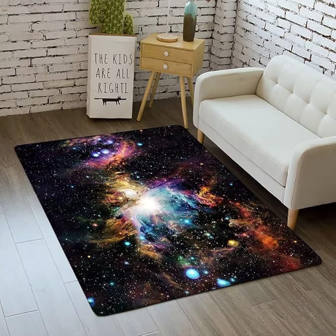 Outer Space Galaxy Area Rug for Boys Room 5x8 ft Soft Non-Slip Solar System 3D Planet Universe Rug for Kids Bedroom Living Room