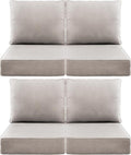 Luxury 6" Outdoor Cushions for Patio Furniture, 24x24x6" Thick Seat Cushion Set of 4, Fade Resistant Couch Chair Replacement Cushions High Density Deep Wicker Chair Cushion w/ Removable Cover, Beige
