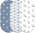 Baby Bassinet Sheets Girl Boy, Stretch Fitted Bassinet Sheet Set 3 Pack Bassinet Mattress Sheets Universal Fit for Rectangle, Round, Oval, Hourglass Mattress, Soft Breathable Blue Ocean Sailor