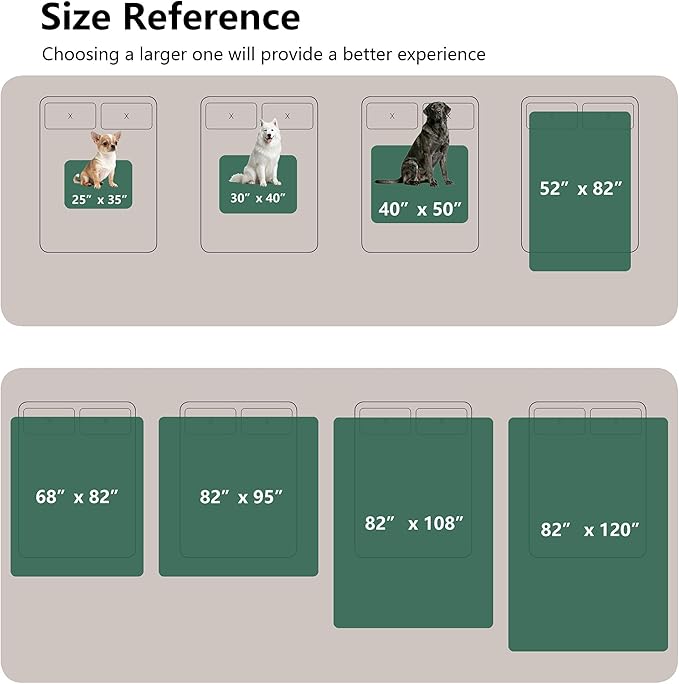Waterproof Blanket for Bed King Size, Leak Proof Dog Couch Blankets Reversible, Pet Throw Sofa Furniture Protector Machine Washable-82 x108,Green+Cream