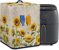 Air Fryer Cover Kitchen Appliance Cover with Top Handle and Accessories Pockets Stain Resistant Washable Ideal Gift for Women Wife, Sunflower Dragonfly Retro