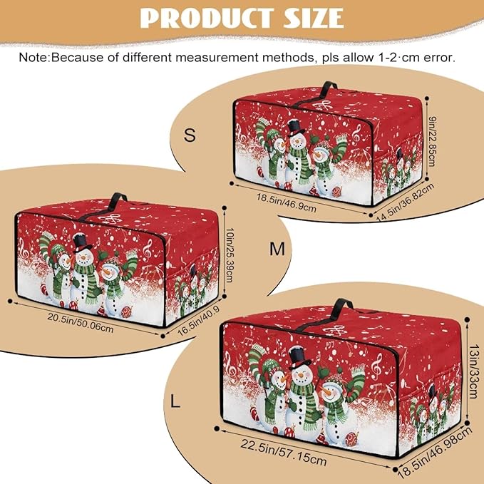 Christmas Convection Toaster Oven Cover with Pockets, Holiday Decor Smart Microwave Baking Oven Dust Cover for Countertop, M, 16.5 x 20.5 x 10 Inches, Snowman Musical Note Red