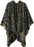 Women's Vintage Pattern Open Front Poncho Cape Shawl Winter Shawl Wraps