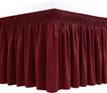 Biscaynebay Wrap Around Bed Skirts for Full & Full XL Beds 15" Drop, Burgundy Adjustable Elastic Dust Ruffles Easy Fit Wrinkle & Fade Resistant Silky Luxurious Fabric Machine Washable