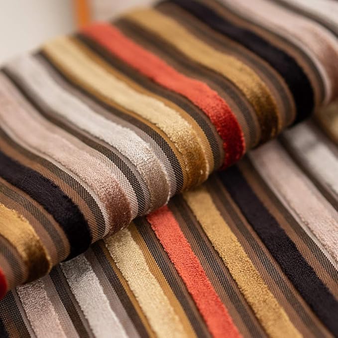 Yangest Orange Striped Throw Pillow Cover Multicolor Velvet Cushion Cover Modern Bohemian Pillowcase for Sofa Couch Bedroom Living Room Home Christmas Decoration,16x16 Inch