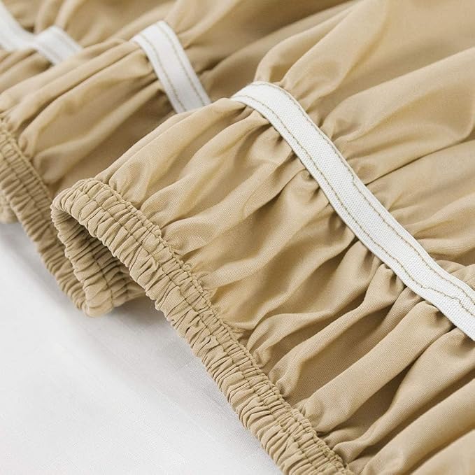 Taupe Wrap Around Bed Skirts with 16" Drop - Three Sides Fabric Adjustable Elastic Dust Ruffle Silky Soft -600 TC Stretchy Bed Skirt-RV King(72"X 80") Taupe