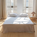 BISELINA French Linen Bed Skirt with Pleated Corner 22-Inch Tailored Drop Natural Flax Cotton Blend Basic Dust Ruffle Soft Cozy Farmhouse Bedding (22" Queen, Basic Linen)
