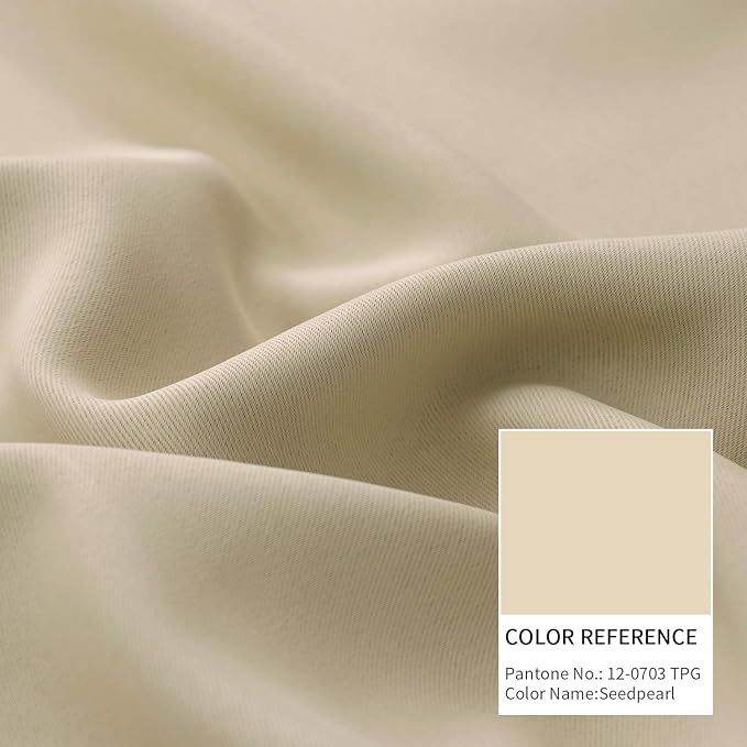 BGment Beige Room Darkening Curtains for Bedroom - Rod Pocket 63 Inches Length Thermal Insulated Blackout Window Drapes for Living Room, 52 x 63 Inch, 2 Panels