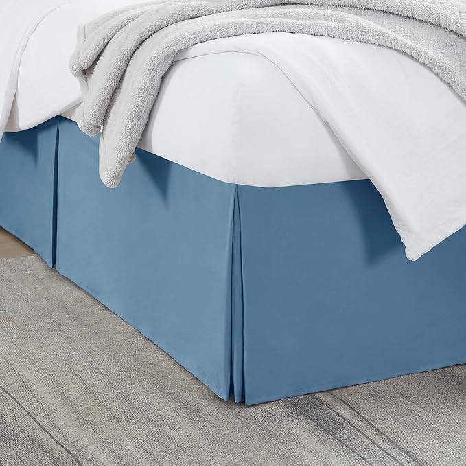Nestl Blue Heaven Bed Skirt King Size - King Bed Skirt 14 Inch Drop - Brushed Microfiber Bed Skirts - Hotel Quality Pleated Bed Skirt - Shrinkage & Fade Resistant