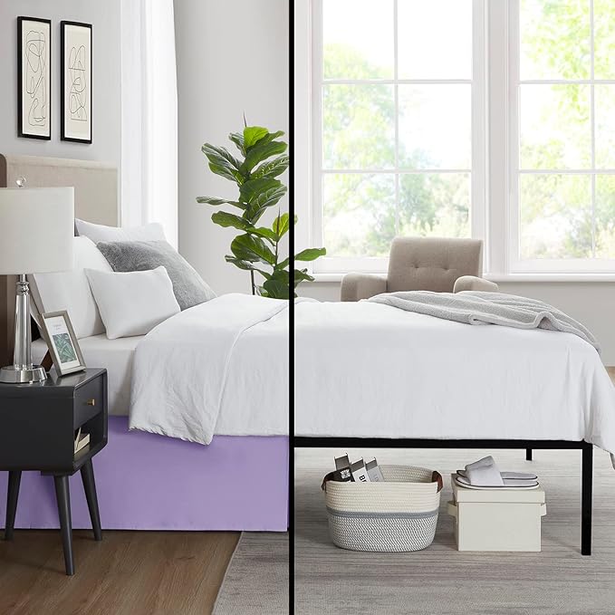 Nestl Lavender Bed Skirt Queen Size - Queen Bed Skirt 14 Inch Drop - Brushed Microfiber Bed Skirts - Hotel Quality Pleated Bed Skirt - Shrinkage & Fade Resistant