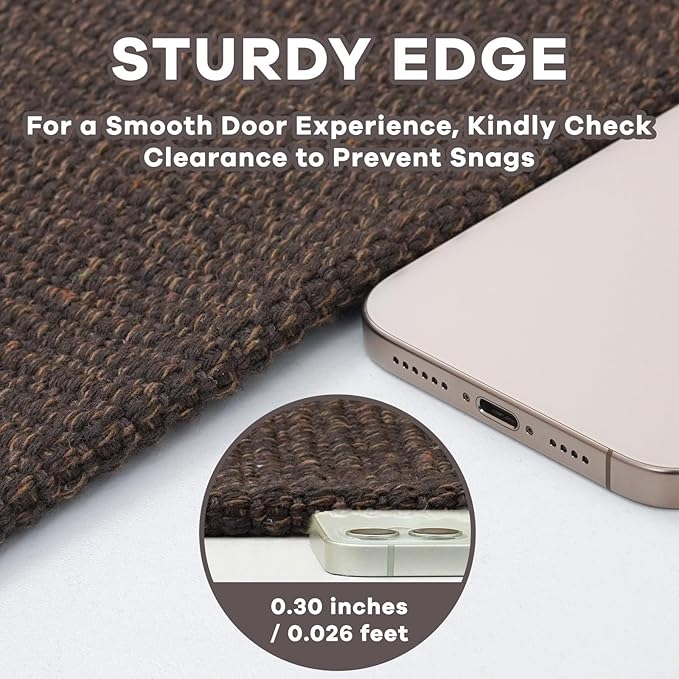 EARTHALL Washable Runner Rug 3x8 Ft Non Slip Runners for Hallways Wide Cotton Rubber Backed Kitchen Runner Braided Indoor Floor Carpet for Entryway, Hallway, Kitchen, Bedroom, Brown/Coffee