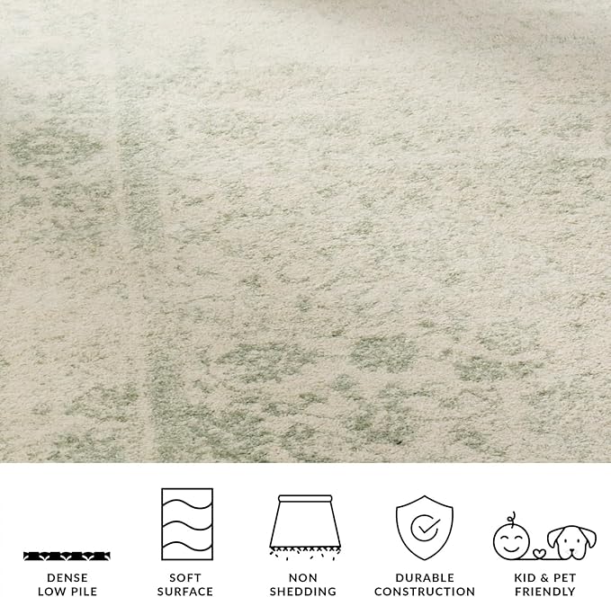 SAFAVIEH Adirondack Collection Runner Rug - 2'6" x 10', Ivory & Sage, Distressed Vintage Floral Design, Non-Shedding & Easy to Clean, Ideal for Hallway, Foyer, Entryway, Bedroom (ADR109V)