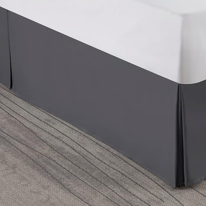Nestl Dark Gray Full XL Bed Skirt - Full XL Size Bed Skirt 14 Inch Drop - Brushed Microfiber Bed Skirts - Hotel Quality Pleated Bed Skirt - Shrinkage & Fade Resistant