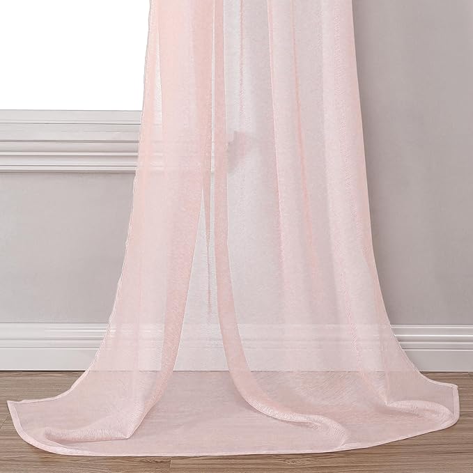 DONREN Peach Pink Sheer Window Scarf for Girls Party/Room - Luxury Soft Semi Sheer Scarf for Wedding (1 Panel,52 Inch by 288 Inch Length)
