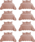 IR Imperial Rooms 8 Pack Quilt King Size Bedding (106" x 96") - Bulk Wholesale for Hotels, Guest Bedroom & Airbnbs - Lightweight Microfiber Reversible Embossed Quilts Bedspread (Peach)