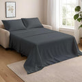 NON Sticky cotton Full Size Sleeper Sofa Sheets, 4 Piece Egyptian Cotton Bed Sheet Set for Sofa Bed, 7" Deep Pocket for Pull Out Couch Mattress, 54" x 75", Dark Grey Solid, Soft & Breathable