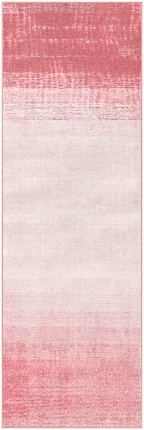 Wonnitar Washable Pink Rug Runners 2x6, Modern Ombre Bathroom Runner Rug, Contemporary Non-Slip Hallway Runner, Gradient Bedroom Girls Carpet Runner for Laundry Room Bath (Pink, 2'x6')