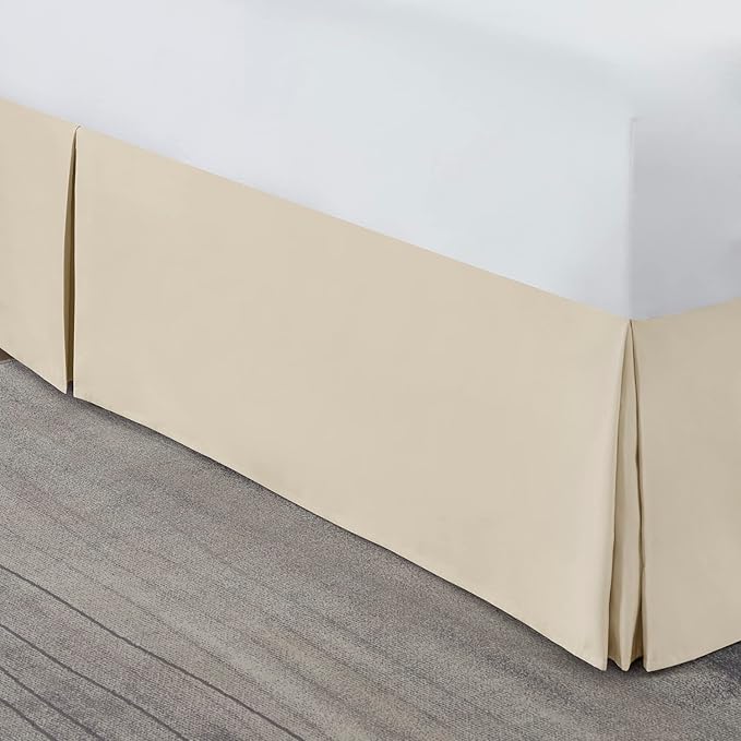 Nestl Cream Twin XL Bed Skirt - Twin XL Size 14 Inch Drop - Brushed Microfiber Hotel Quality Pleated Bed Skirt - Shrinkage & Fade Resistant