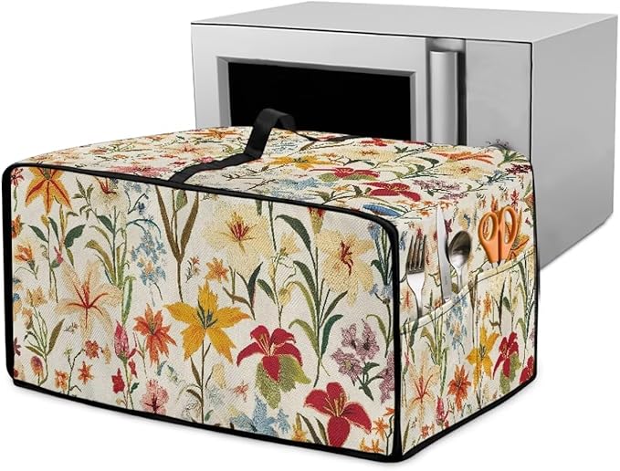 Toaster Oven Cover with Pockets, Washable Smart Oven Dust Cover Protective Kitchen Appliances Decor and Accessories, L, 18.5" x 22.5" x 13", Floral Pattern