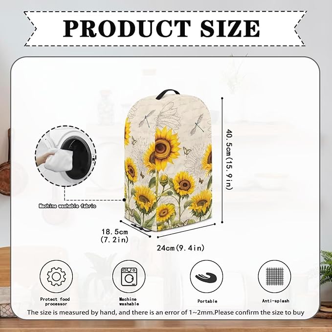 Blender Cover Stand Mixer Covers Dragonfly Sunflower Anti Fingerprint Dust Covers Juicer Cover for Home Kitchen Universal Appliance