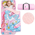 TANOSHII® Toddler Nap Mat with Pillow and Blanket, Portable Kids Sleeping Mats for Daycare, Preschool, 21" x 53", Lightweight and Soft Sleeping Bags for Kids