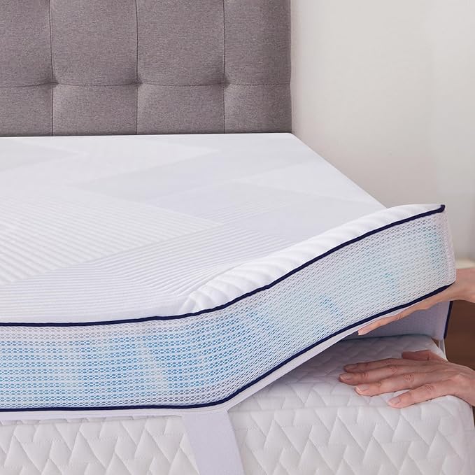2 Inch Memory Foam Mattress Topper Twin Size with Removable Soft Cover Ventilated Breathable Cooling Mattress Pad Portable Bed Topper for Back Pain and Pressure Relief, CertiPUR-US Certified