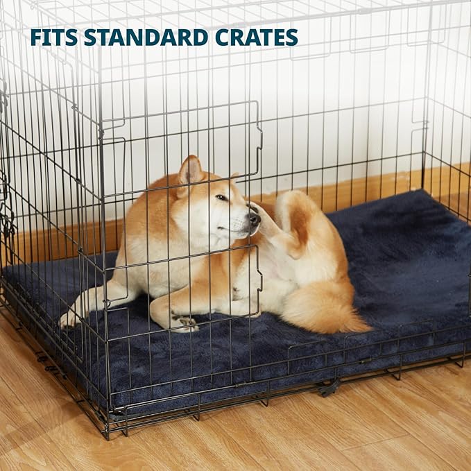 Dog Crate Pad - Dog Bed Large Sized Dogs with Removable Washable Cover and Waterproof Lining - Memory Foam Pet Bed for Crate - Reversible Kennel Mat (Cool & Warm), 36-inch, Dark Grey