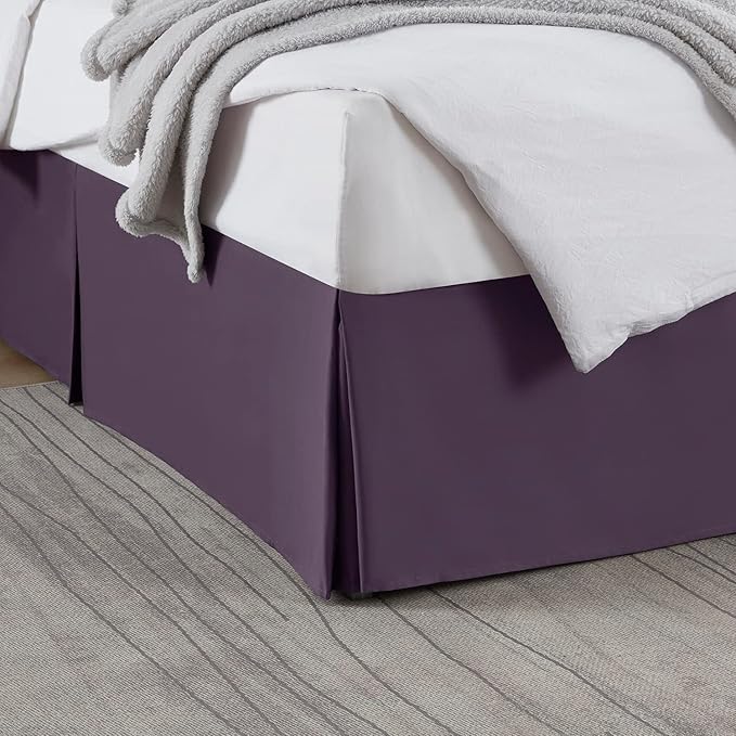 Nestl Dark Purple Bed Skirt King Size - King Bed Skirt 14 Inch Drop - Brushed Microfiber Bed Skirts - Hotel Quality Pleated Bed Skirt - Shrinkage & Fade Resistant