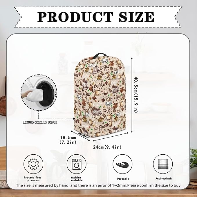 Coffee Beige Countertop Blender Cover with Drawstring Kitchen Appliance Cover Dust Protection Anti Fingerprint 9.4”Lx7.2”Wx15.9”H Fits Most Standard Kitchen Blender Appliance