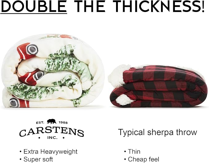 CARSTENS, INC. Ultra Premium Super Soft Plush Sherpa Fleece Oversized Throw Blanket 54" x 68", Barn & Truck