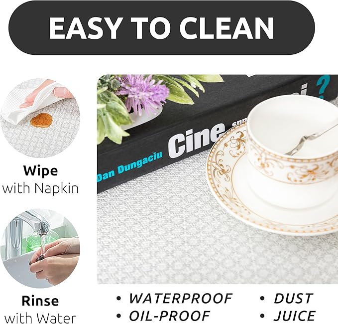 RAY STAR 18X96 Inch Shelf Liner for Kitchen Cabinets, Non-Adhesive Cabinet Liner Washable, PVC Drawer Liner for Dresser Non-Slip Bathroom (White Circle)(4 Roll)