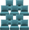 Luxury 6" Outdoor Cushions for Patio Furniture, 24x24x6" Thick Seat Cushion Set of 10, Fade Resistant Couch Chair Replacement Cushions High Density Deep Wicker Chair Cushion w/ Removable Cover, Green