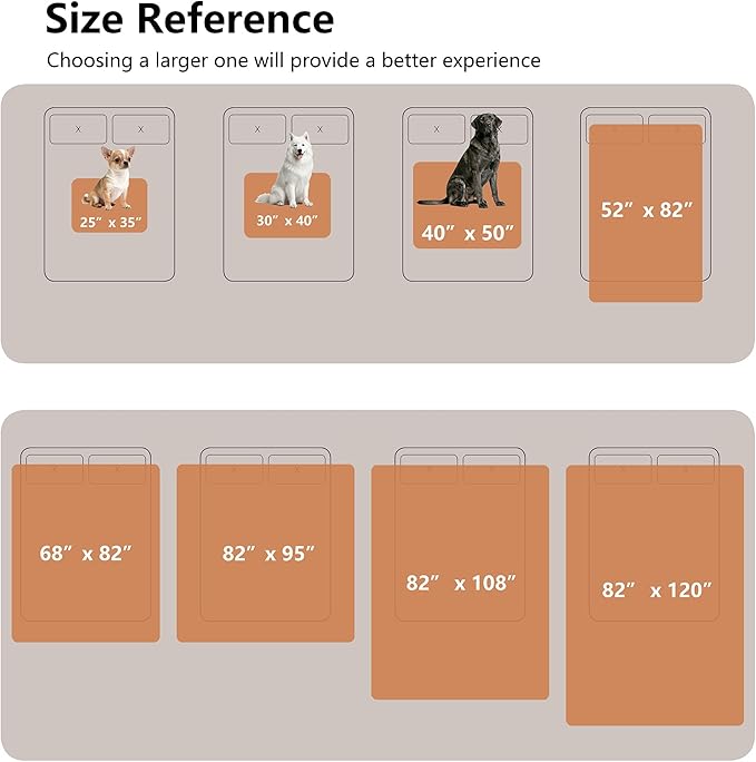 Waterproof Blanket for Bed King Size, Leak Proof Dog Couch Blankets Reversible, Pet Throw Sofa Furniture Protector Machine Washable-82 x108,Orange+Cream