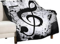 Music Blanket Black White Abstract Music Note Art Print Soft Cozy Lightweight Throw Blanket for Women Men Bedroom Living Room Dorm Chair Sofa Travel 70x80in