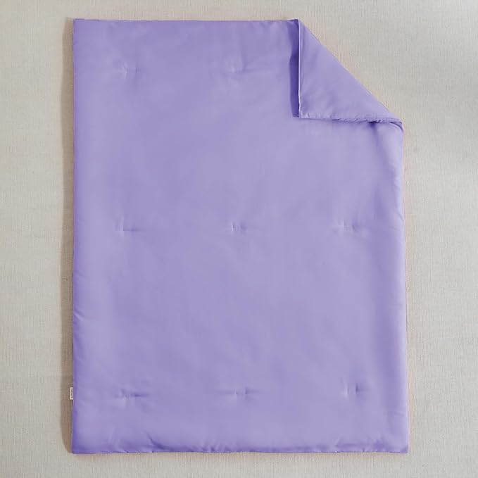 Toddler Bedding Set - 5 Piece Soft and Breathable Toddler Bed Set for Boys and Girls, Includes Quilted Comforter, Fitted Sheet, Flat Top Sheet, Standard Pillowcase and Toddler Pillowcase, Purple