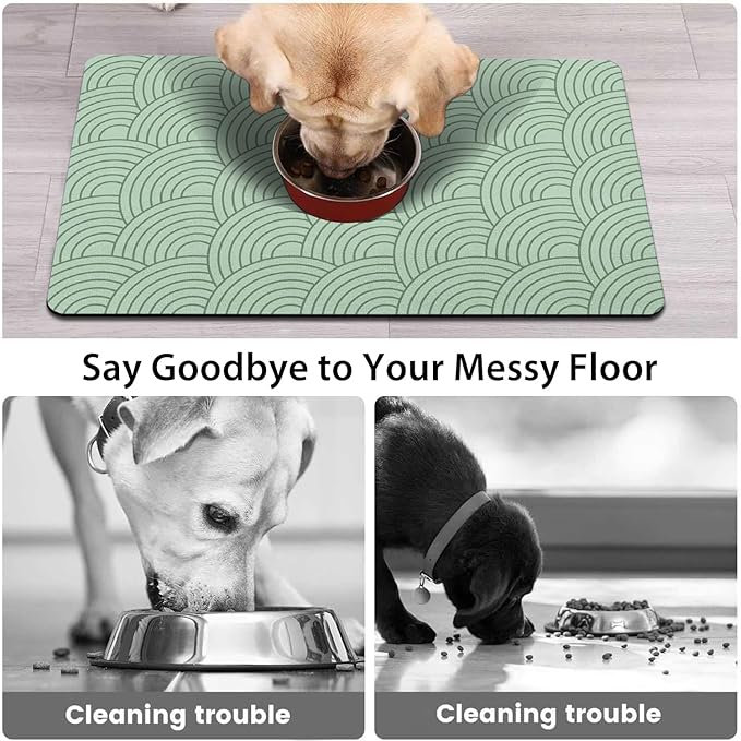 Dog Food Mat for Floors, Absorbent and Quick-Drying Pet Cat Food Mat,Anti-Fouling and Easy-to-Clean Pet Feeding Mat,Dog Bowl Mats for Messy Drinking Water Bowls.17 x32inch Boho Style