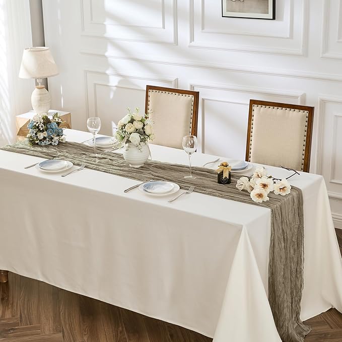 BALCONY & FALCON 2 Pack Nude Cheesecloth Table Runner 10FT 120 Inch Rustic & Boho Farmhouse Gauze Cheese Cloth Runners for Wedding Fall Thanksgiving Christmas Party Baby Shower Birthday Decor
