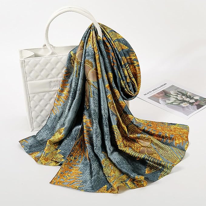Fashion Scarves Scarf 100% Silk Feeling Scarf Silk Like Scarves Long Lightweight Sunscreen Shawls for Women