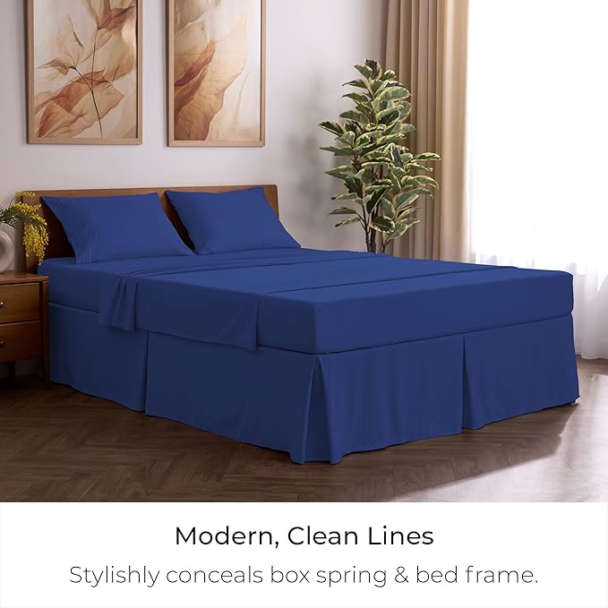 Mellanni Bed Skirt Full Size - Bed Skirting - 15-Inch Tailored Drop Pleated Dust Ruffle - Hotel Luxury Bedding - Wrinkle, Fade, Stain Resistant - 1 Bedskirt (Full, Royal Blue)