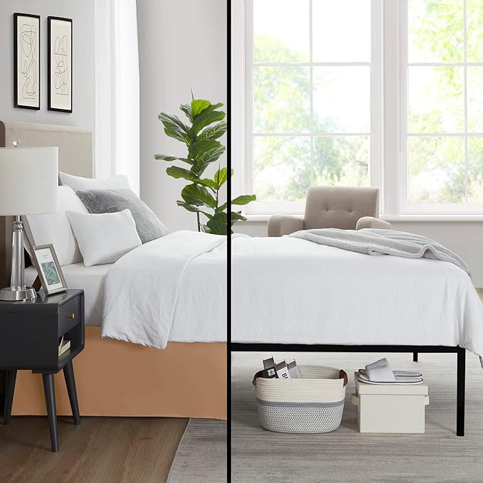 Nestl Light Brown Bed Skirt King Size - King Bed Skirt 14 Inch Drop - Brushed Microfiber Bed Skirts - Hotel Quality Pleated Bed Skirt - Shrinkage & Fade Resistant