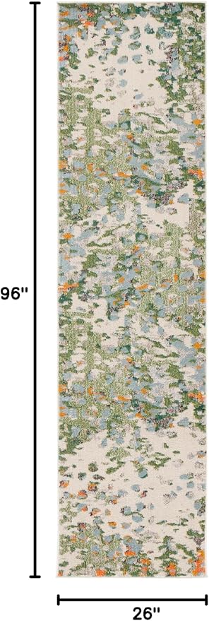 SAFAVIEH Monaco Collection Runner Rug - 2'2" x 8', Sage & Rust, Abstract Watercolor Design, Non-Shedding & Easy Care, Ideal for High Traffic Areas in Living Room, Bedroom, Dining (MNC225W-28)