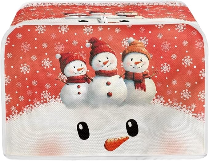 Christmas Snowman Printed Toaster Cover - Anti-Dust & Fingerprint, Snowflake Print Toaster Covers for Kitchen Small Appliance & Microwave Oven Decor Accessories