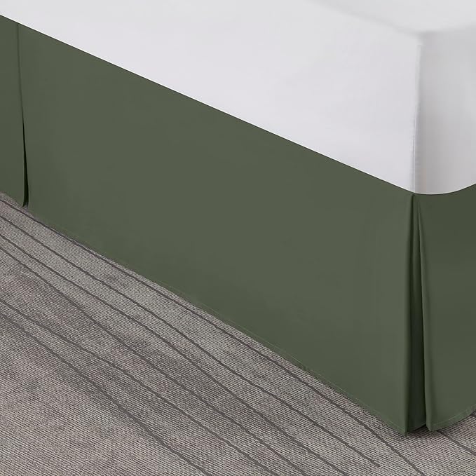 Nestl Olive Green Full Bed Skirt - Full Size Bed Skirt 14 Inch Drop - Brushed Microfiber Bed Skirts - Hotel Quality Pleated Bed Skirt - Shrinkage & Fade Resistant