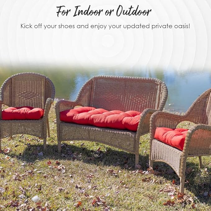 RSH DECOR: Tufted U-Shape Wicker Seat Cushions Set of 2 | 19” x 19” | All-Weather Spun Fabric | Water-Resistant | Outdoor Chair Cushions for Patio Furniture | Telfair Peacock Blue - Made in USA
