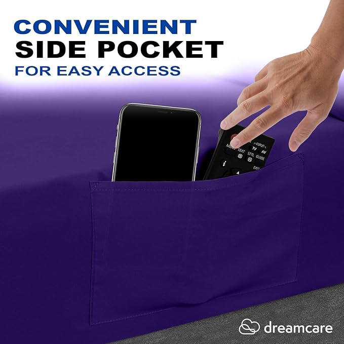 DREAMCARE Twin XL Sheet Sets - 4pc Cooling Sheets XL Twin Sheets - up to 21” Deep Pocket – Hotel Luxury Extra Long Twin XL Bed Sheets 100% Brushed Microfiber with Side Pocket - Purple