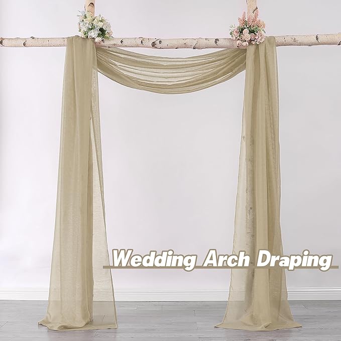 DONREN Taupe Window Scarf for Background - Luxury Soft Sheer Scarf Add to Window Curtains for Enhanced Effect (52 by 216 Inch,1 Pack)