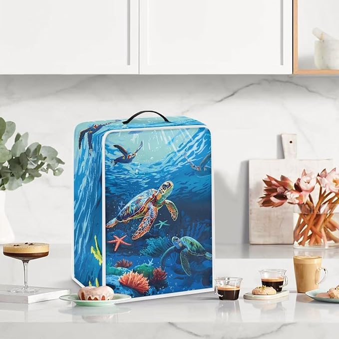 Mumeson Sea Turtle Coffee Maker Cover Universal Waterproof and Dustproof Cover for Home Garage Office Pouch with Duarble Handle Extra Large Lightweight Covers